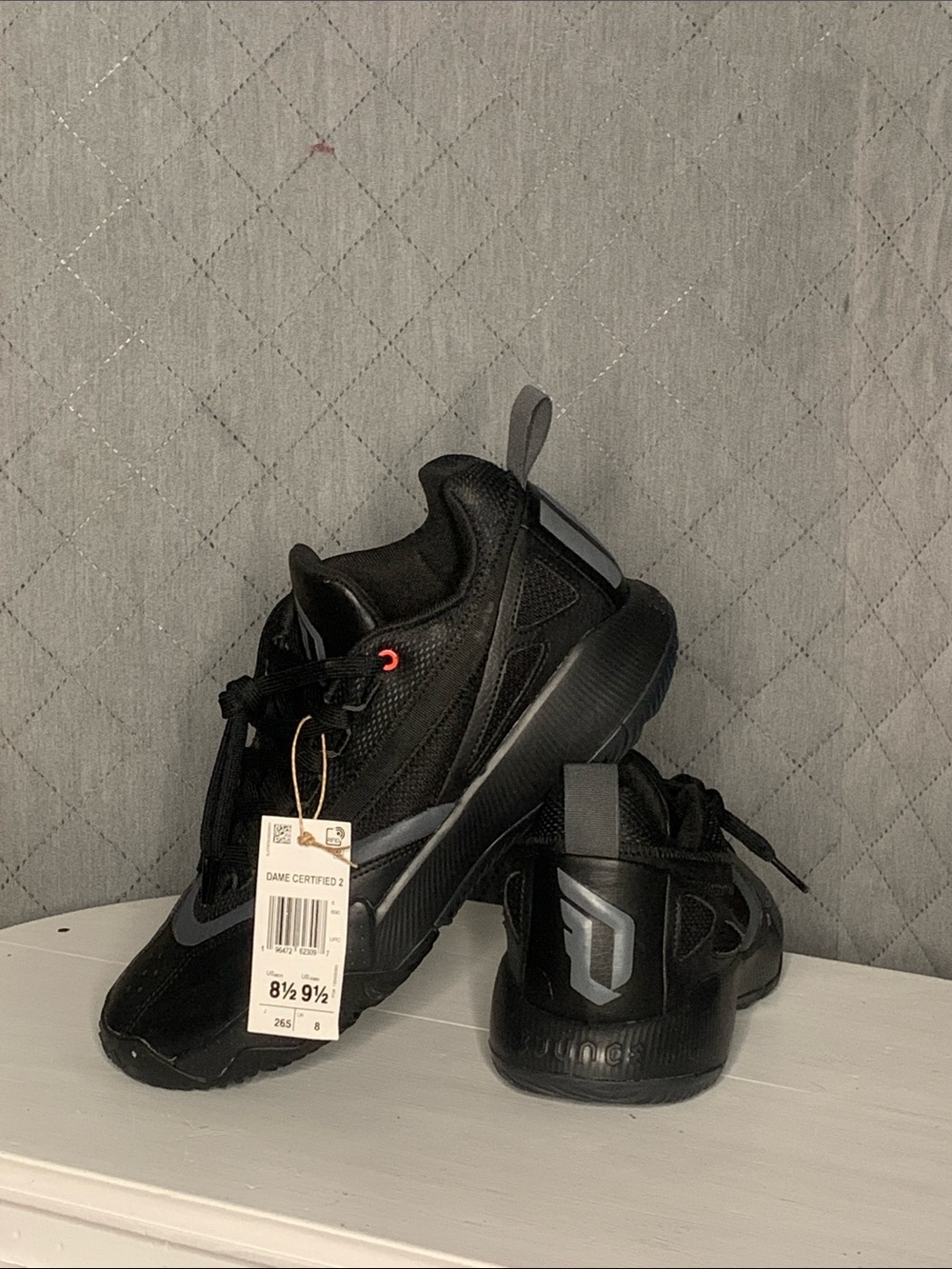 #175 Adidas Black with Gray Accents Basketball Shoes